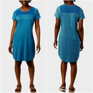 Columbia Place to Place T-Shirt Dress Omni-Shade UPF 30 Womens Sz XL Teal Green